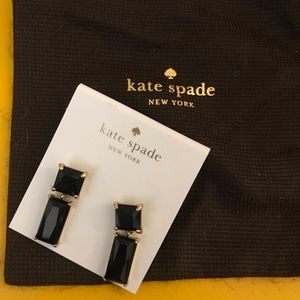 Kate Spade Black Geo Rectangle Crystal Drop Studs